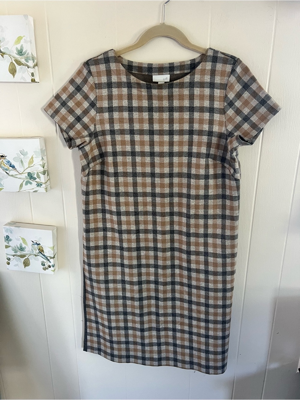 Size Small Relaxed Fit J. Jill Plaid Midi Shift Dress